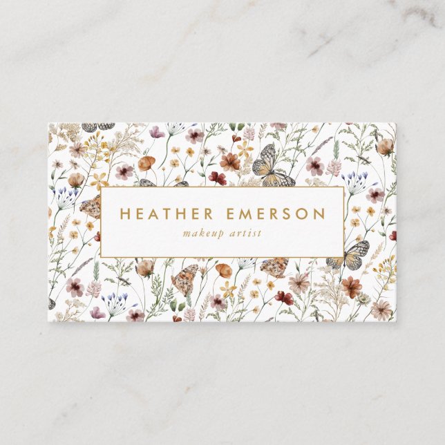 Elegant Wildflower Business Card (Front)
