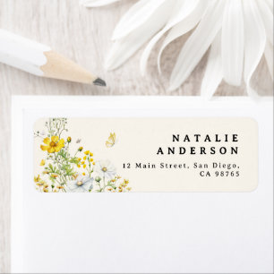 Elegant Wildflower Butterflies Return Address Label