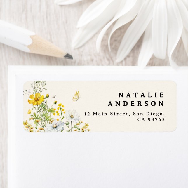 Elegant Wildflower Butterflies Return Address Label (Insitu)