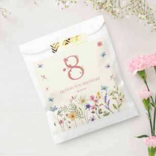 Elegant Wildflower Butterfly 8th Birthday Party Favor Bag