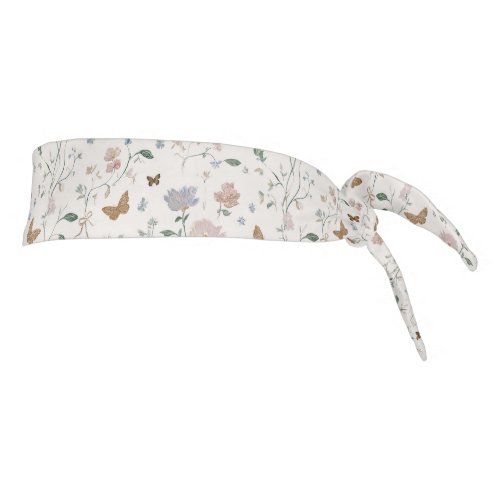 Elegant Wildflower &amp; Butterfly Toile-De-Jouy  Tie Headband
