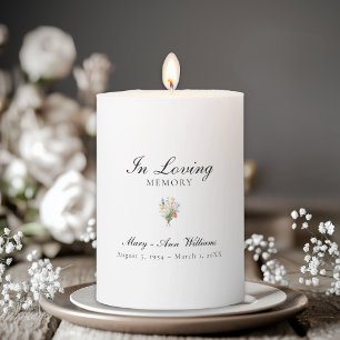  Elegant Wildflower Celebration of Life Funeral Pillar Candle