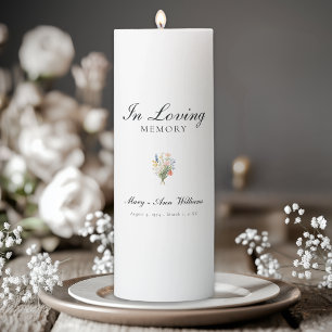  Elegant Wildflower Celebration of Life Funeral Pillar Candle