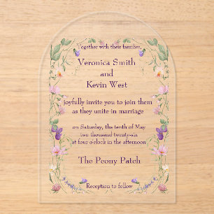 Elegant Wildflower Clear Acrylic Wedding Invitatio Invitations