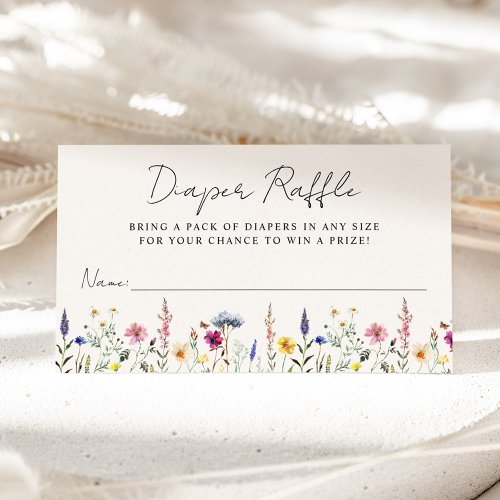 Elegant Wildflower Cream Baby Shower Diaper Raffle Enclosure Card