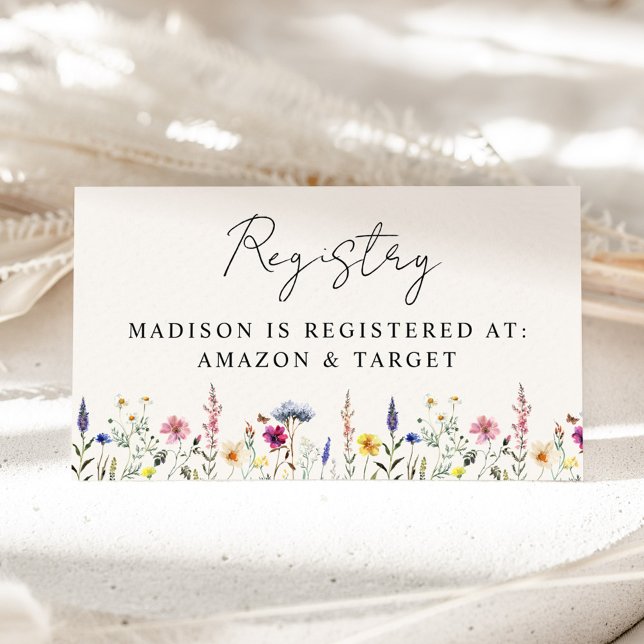 Elegant Wildflower Cream Baby Shower Registry Enclosure Card (Creator Uploaded)