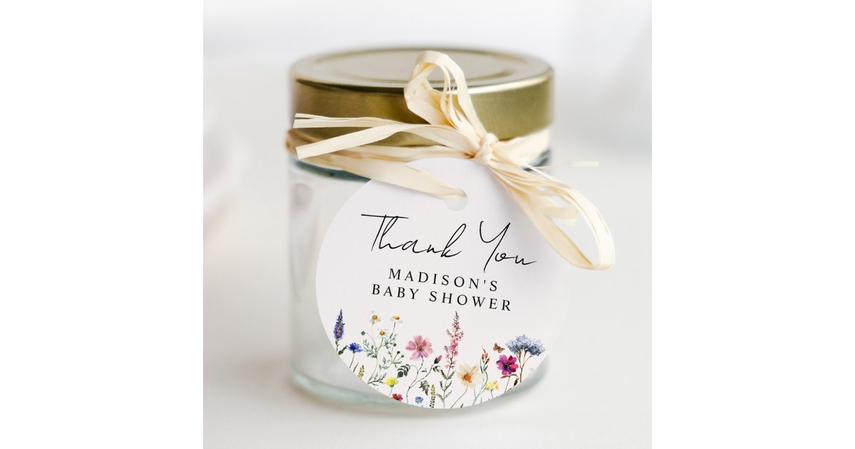 Elegant Wildflower Cream Baby Shower Thank You Favor Tags | Zazzle