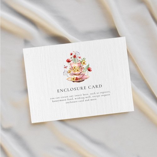 Elegant Wildflower Custom Bridal Shower Tea Party  Enclosure Card