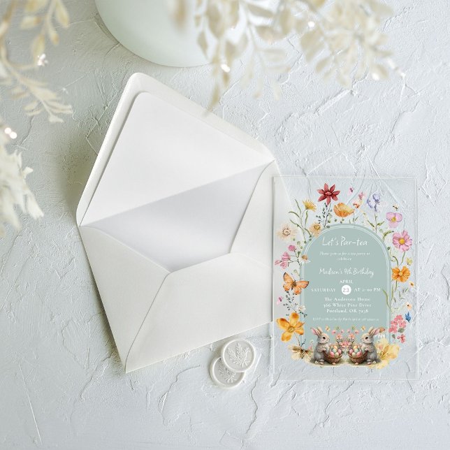 Elegant Wildflower Easter Birthday ParTea  Acrylic Invitations (Creator Uploaded)