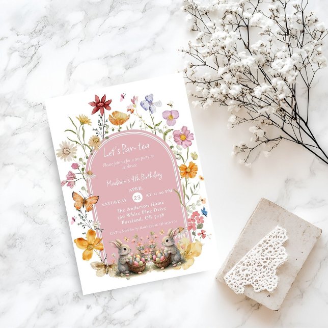 Elegant Wildflower Easter Birthday ParTea  Invitation (Creator Uploaded)