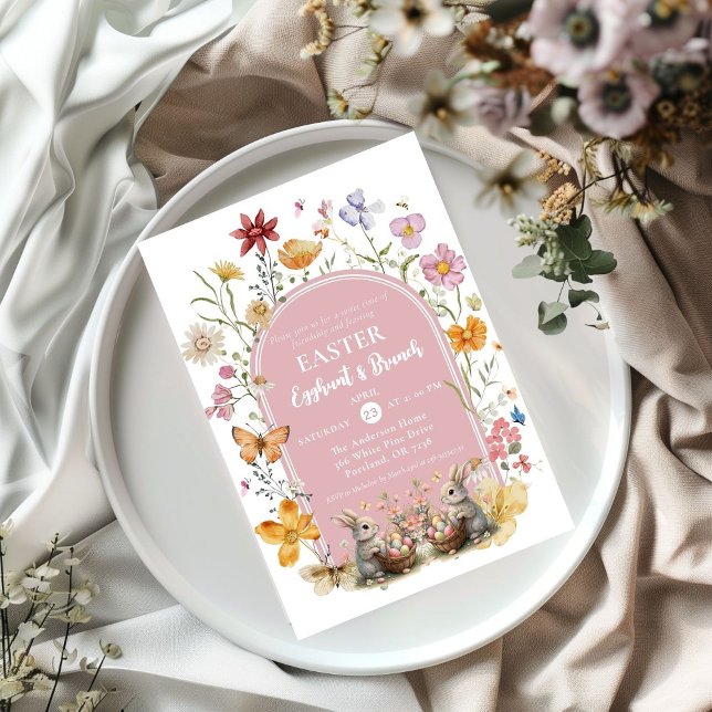 Elegant Wildflower Easter Brunch & Egg Hunt Party Invitation (Creator Uploaded)