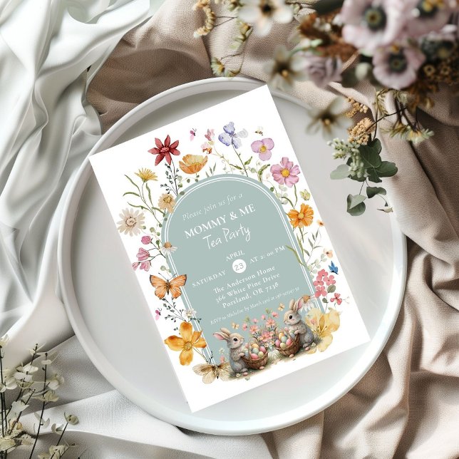 Elegant Wildflower Easter Mommy & Me Tea Party Invitation (Creator Uploaded)