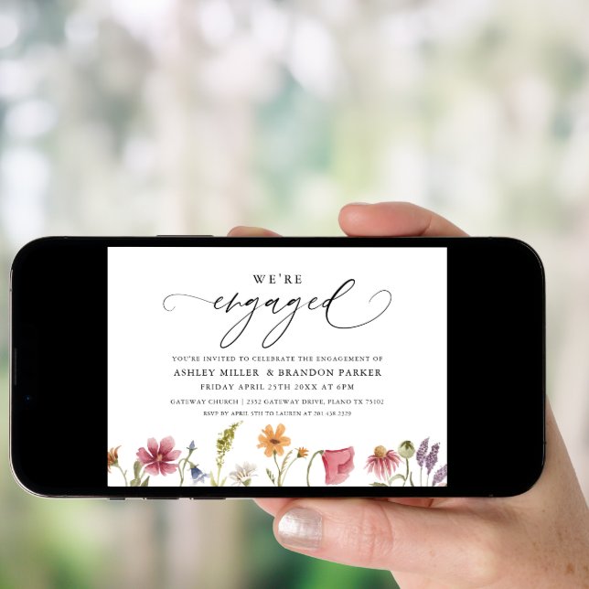 Elegant Wildflower Engagement Party Invitation (Front Digital)
