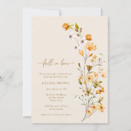 Elegant Wildflower Fall In Love Bridal Shower Invitation