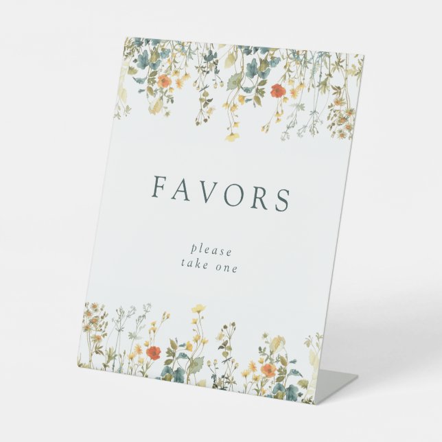 Elegant Wildflower Favors Pedestal Sign (Front)