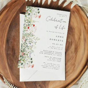 Elegant Wildflower Field Celebration of Life Invitation