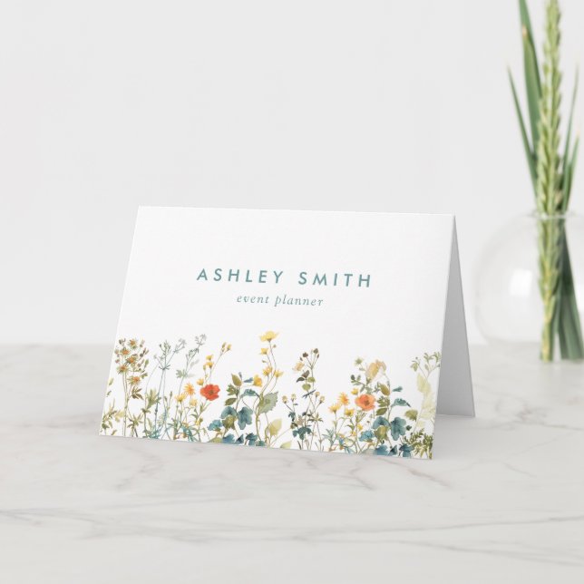 Elegant Wildflower Field Client Thank You Card (Front)