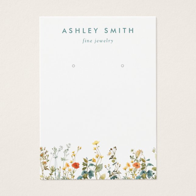 Elegant Wildflower Field Earring Display Card (Front)
