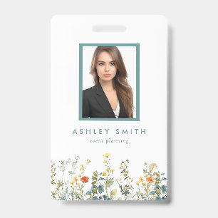Elegant Wildflower Field ID Badge