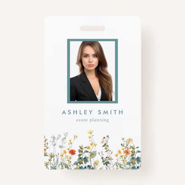 Elegant Wildflower Field ID Badge (Front)