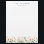 Elegant Wildflower Field Letterhead<br><div class="desc">This design features a border of elegant watercolor wildflowers and greenery in shades of green,  teal,  orange,  and yellow. Personalize with your name and business information.</div>