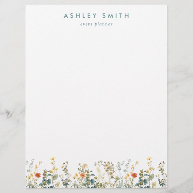 Elegant Wildflower Field Letterhead (Front)