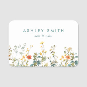 Elegant Wildflower Field Name Tag