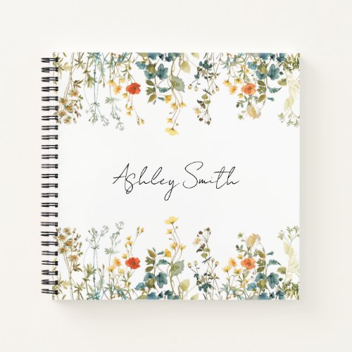 Elegant Wildflower Field Personalized Notebook