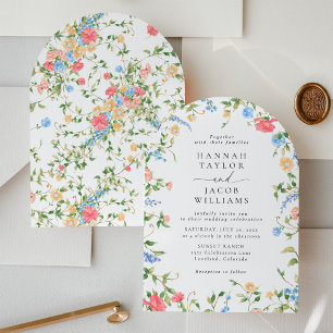 Elegant Wildflower Floral Arch Wedding Invitation