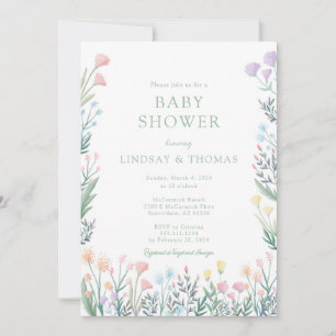 Elegant Wildflower Floral Baby Shower Invitation
