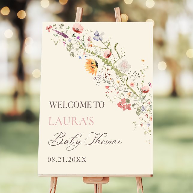 Elegant Wildflower Floral Baby Shower Welcome Foam Board (Creator Uploaded)