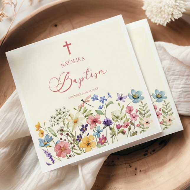 Elegant Wildflower Floral Baptism Napkins (Creator Uploaded)