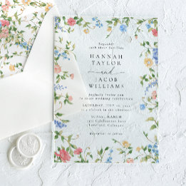 Elegant Wildflower Floral Boho Wedding Acrylic Invitations