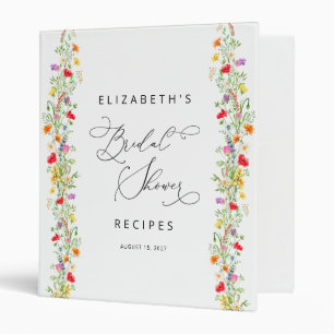 Elegant wildflower floral bridal shower 3 ring  binder