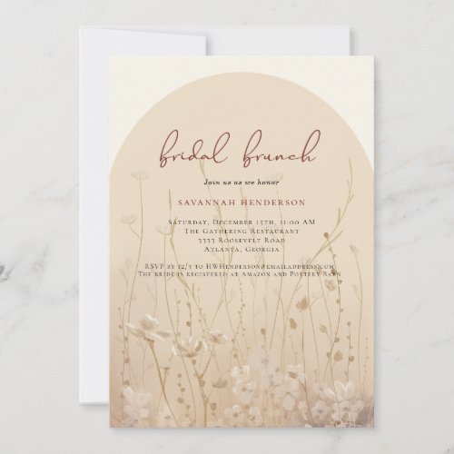 Elegant Wildflower Floral Bridal Shower Brunch  Invitation