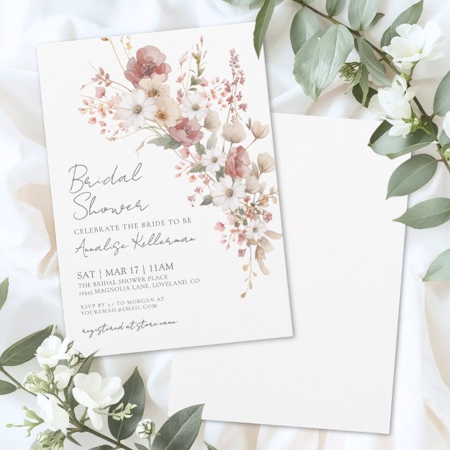 Elegant Wildflower Floral Bridal Shower Invitation (Elegant Wildflower Floral Bridal Shower Invitation)