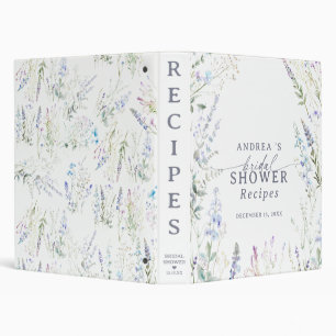 Elegant Wildflower Floral Bridal Shower Recipe 3 Ring Binder