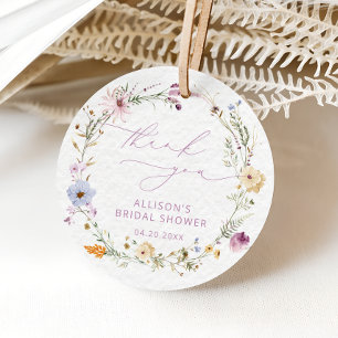 Elegant Wildflower Floral Bridal Shower Thank You Favor Tags