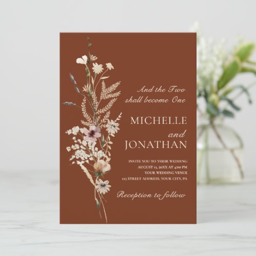 Elegant Wildflower Floral Christian Bible Wedding  Invitation