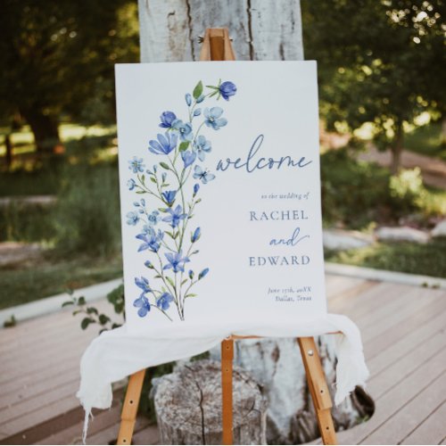 Elegant Wildflower Floral Dusty Blue Wedding Foam Board