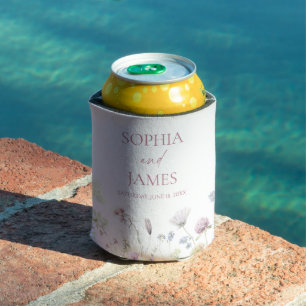 Elegant Wildflower Floral Flowers Wedding Can Cooler