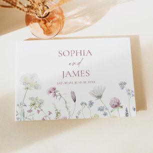Elegant Wildflower Floral Flowers Wedding Guest Book