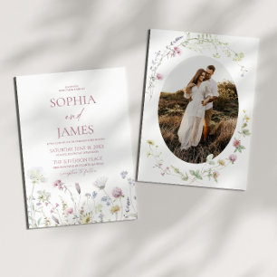 Elegant Wildflower Floral Flowers Wedding Invitation