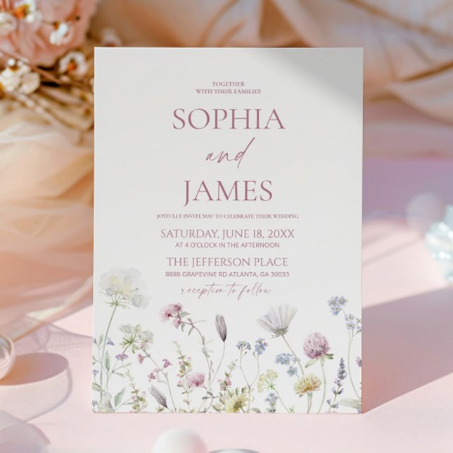 Elegant Wildflower Floral Flowers Wedding Invitation (Creator Uploaded)