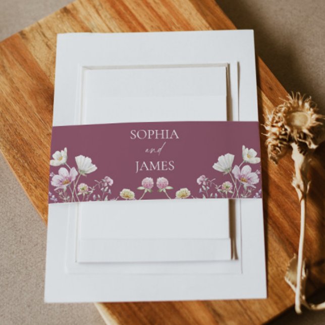 Elegant Wildflower Floral Flowers Wedding Invitation Belly Band (Creator Uploaded)