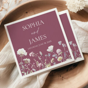 Elegant Wildflower Floral Flowers Wedding Napkins