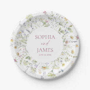 Elegant Wildflower Floral Flowers Wedding Paper Plates