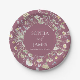 Elegant Wildflower Floral Flowers Wedding Paper Plates