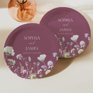 Elegant Wildflower Floral Flowers Wedding Paper Plates