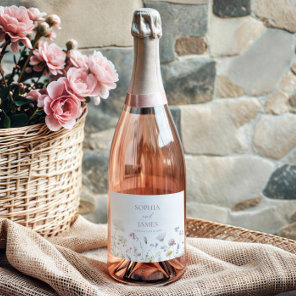 Elegant Wildflower Floral Flowers Wedding Sparkling Wine Label